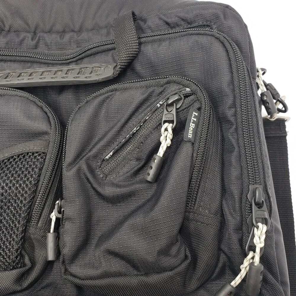 Vintage LL Bean Black Padded Laptop Messenger Bag Briefcase Satchel Multi Pocket